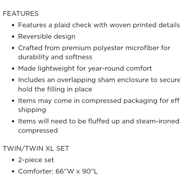 Design-3PC Jonah Plaid Check Print Comforter Set (King size/Blue) - Picture 10 of 10